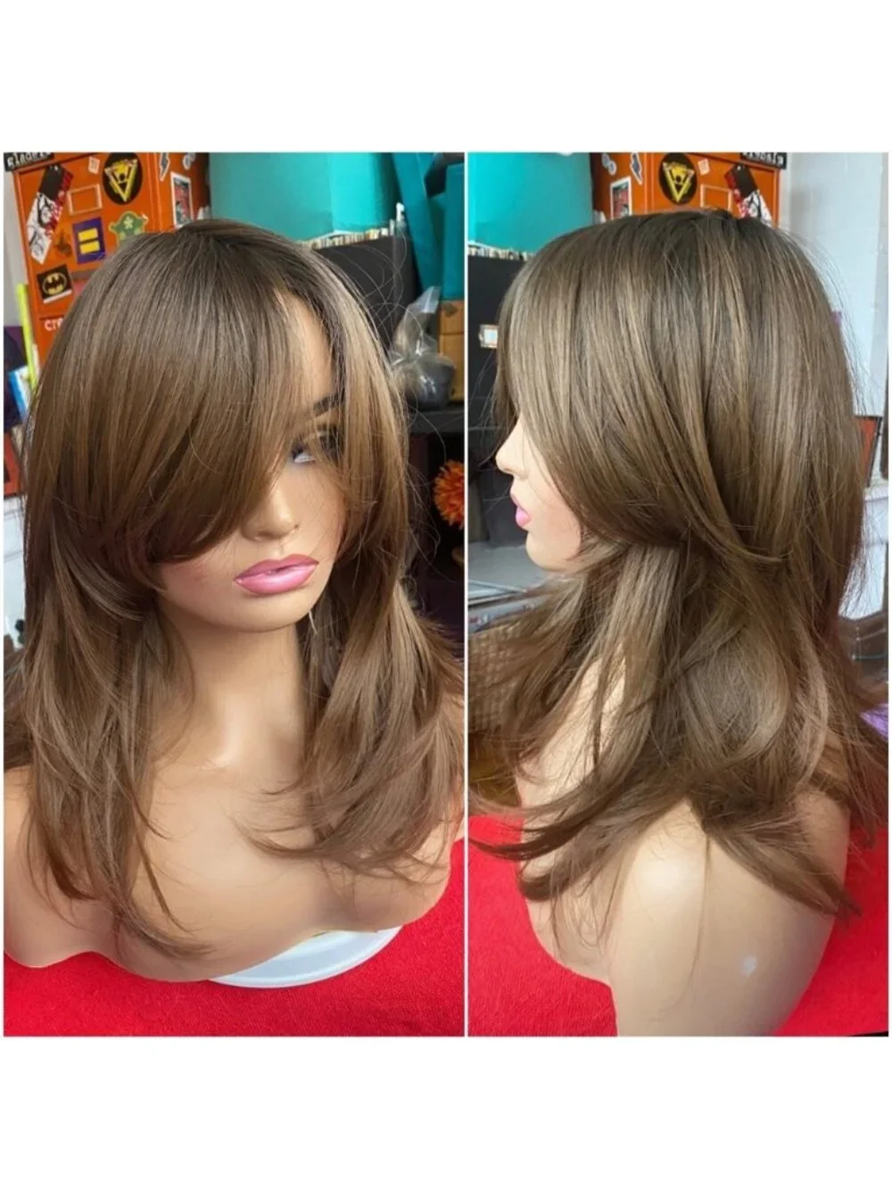 Free parting ombré brunette wig
